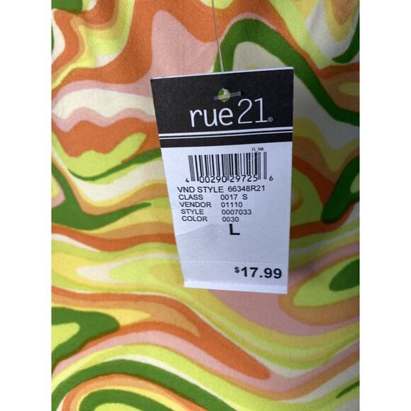 New Mod Psychedelic Bodysuit Orange Yellow Green Marbled Rue21 Womens Juniors XS - Picture 6 of 8